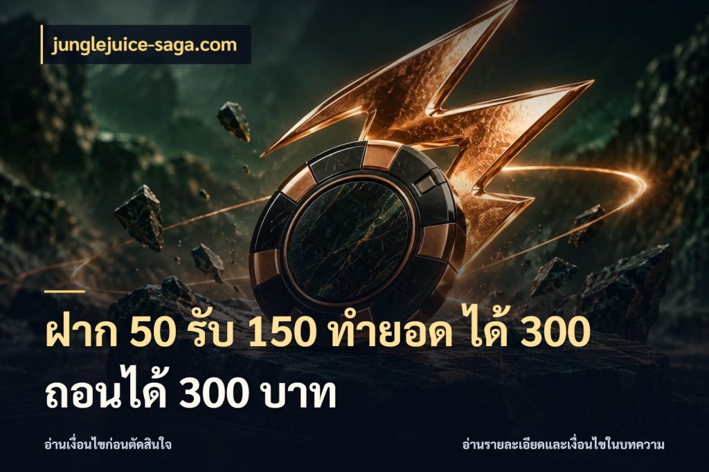 ฝาก 50 รับ 150 ทํายอด ได้ 300 ถอนได้ 300 บาท