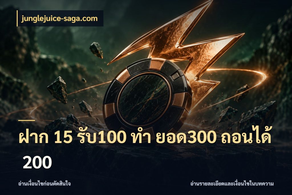 ฝาก 15 รับ100 ทํา ยอด300 ถอนได้ 200
