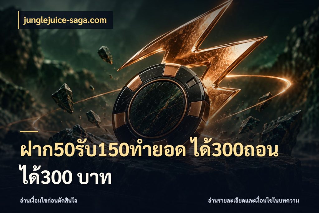 ฝาก50รับ150ทำยอด ได้300ถอนได้300 บาท